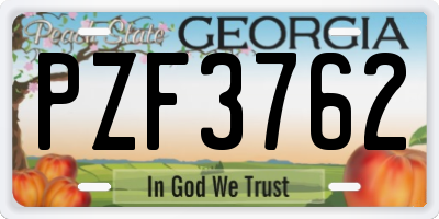GA license plate PZF3762