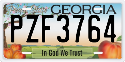GA license plate PZF3764