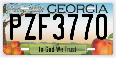 GA license plate PZF3770