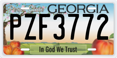 GA license plate PZF3772