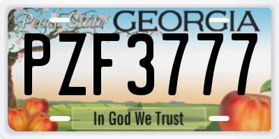 GA license plate PZF3777