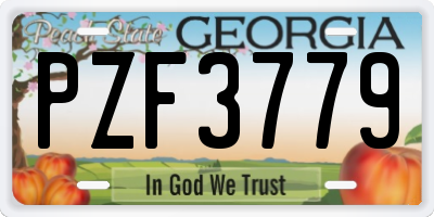 GA license plate PZF3779