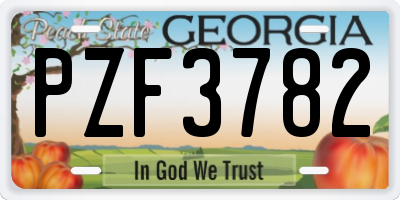 GA license plate PZF3782