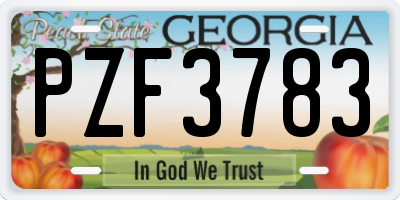 GA license plate PZF3783