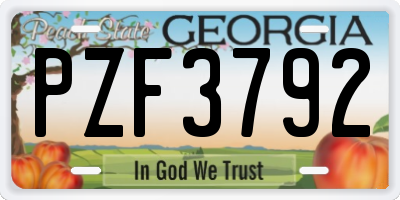 GA license plate PZF3792