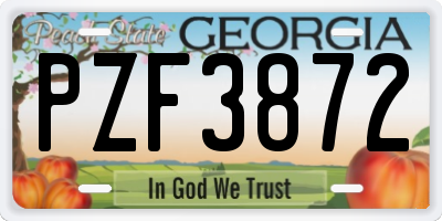 GA license plate PZF3872