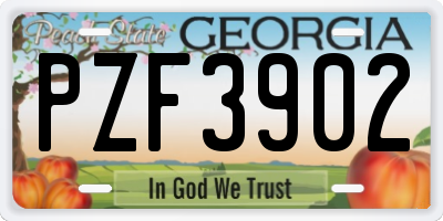 GA license plate PZF3902