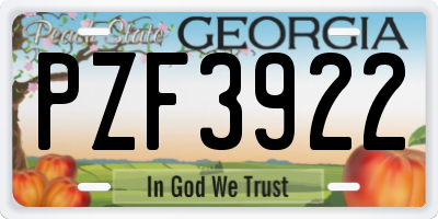 GA license plate PZF3922