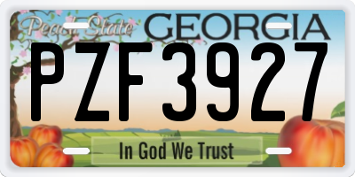 GA license plate PZF3927