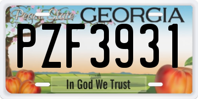 GA license plate PZF3931