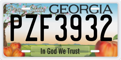 GA license plate PZF3932