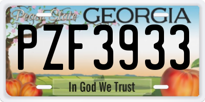 GA license plate PZF3933