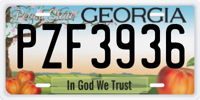 GA license plate PZF3936