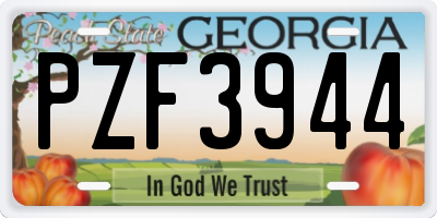 GA license plate PZF3944
