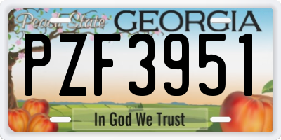 GA license plate PZF3951