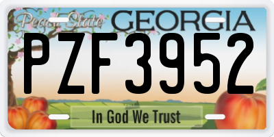 GA license plate PZF3952