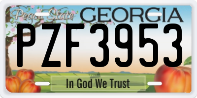 GA license plate PZF3953