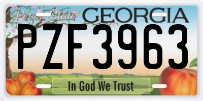 GA license plate PZF3963