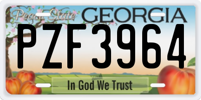 GA license plate PZF3964
