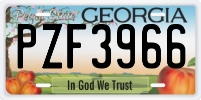 GA license plate PZF3966