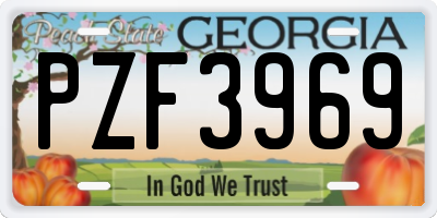 GA license plate PZF3969