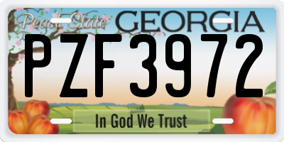 GA license plate PZF3972