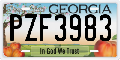 GA license plate PZF3983