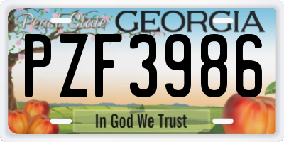 GA license plate PZF3986