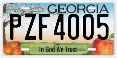 GA license plate PZF4005