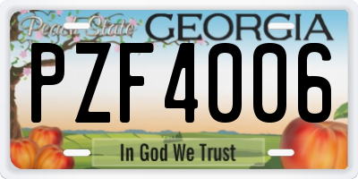 GA license plate PZF4006