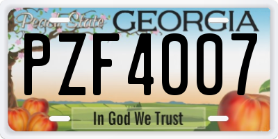 GA license plate PZF4007