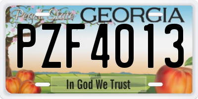GA license plate PZF4013