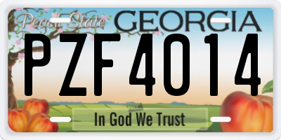 GA license plate PZF4014