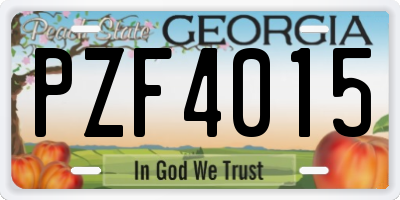 GA license plate PZF4015