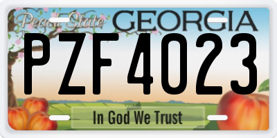 GA license plate PZF4023