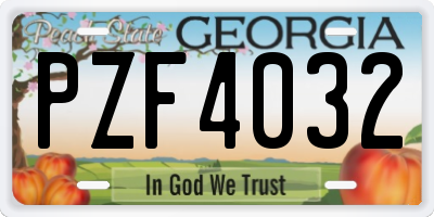 GA license plate PZF4032