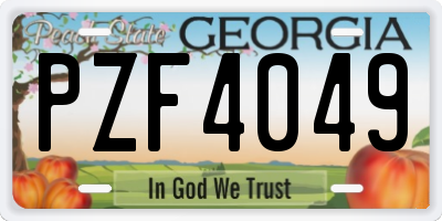 GA license plate PZF4049