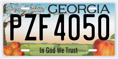 GA license plate PZF4050