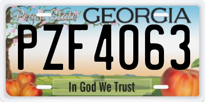 GA license plate PZF4063