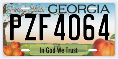 GA license plate PZF4064