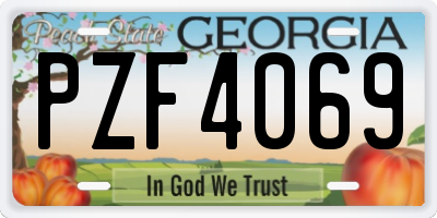 GA license plate PZF4069