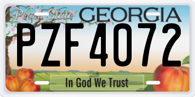 GA license plate PZF4072