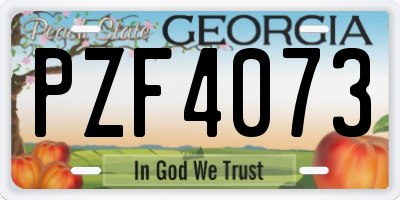 GA license plate PZF4073