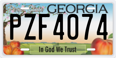 GA license plate PZF4074