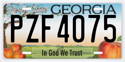 GA license plate PZF4075