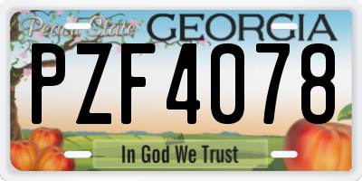 GA license plate PZF4078