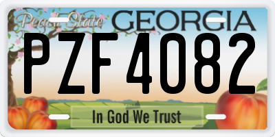 GA license plate PZF4082