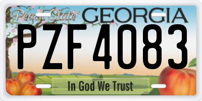 GA license plate PZF4083
