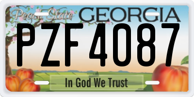 GA license plate PZF4087