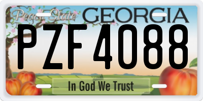 GA license plate PZF4088